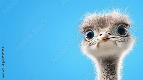 Curious ostrich portrait open sky animal photography bright background close-up nature wonder