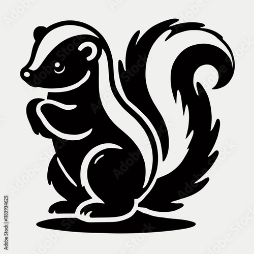 Wallpaper Mural very simple flat and minimalist Skunk silhouette in black on a white background Torontodigital.ca