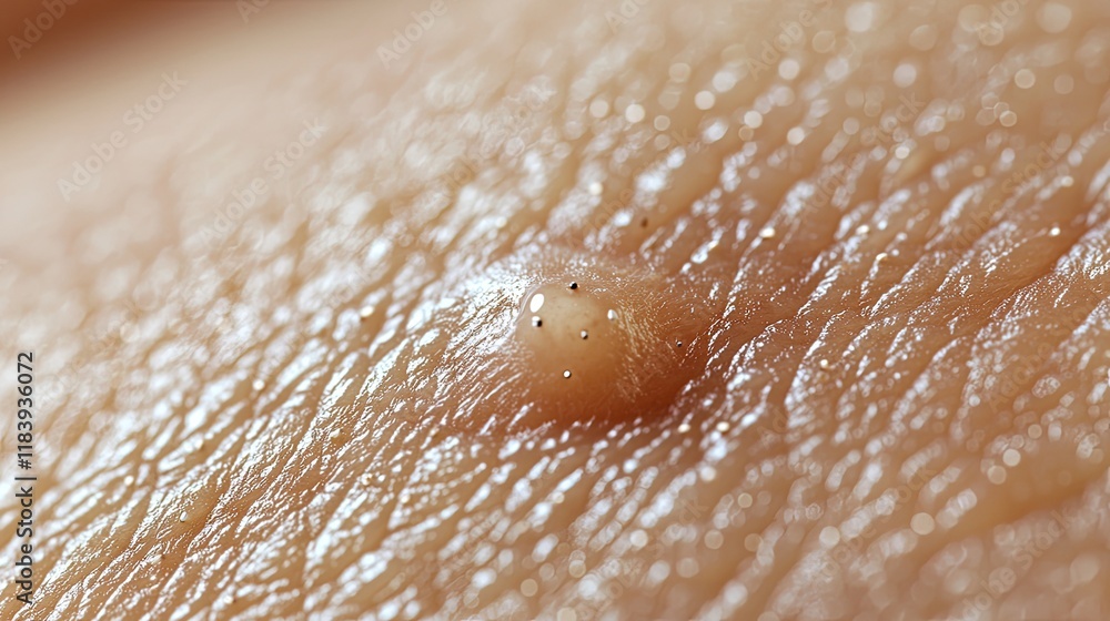 Fototapeta premium Skin blemish emerging, creating a textured landscape on human skin