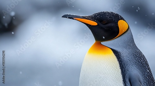 Wallpaper Mural King penguin, Antarctica, snowfall, portrait, wildlife Torontodigital.ca