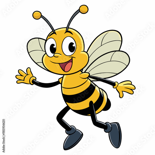 Happy Bee Vector Illustration - Perfect for Kids' Projects