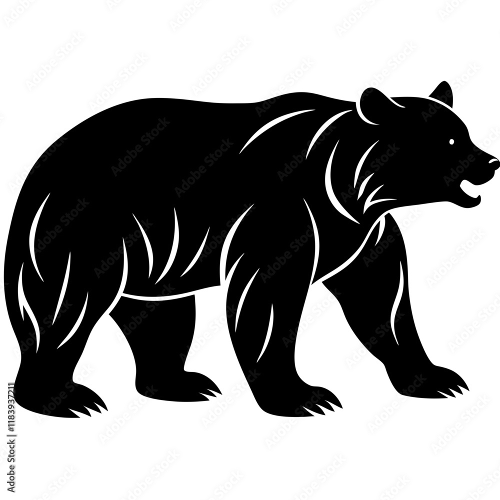 Majestic Bear Vector - Wildlife Silhouette Illustration Majestic Bear Vector - Wildlife Silhouette Illustration