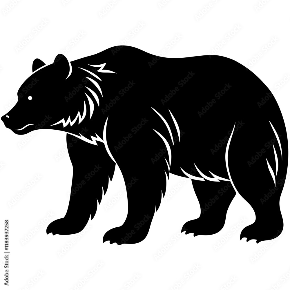 Majestic Bear Vector - Wildlife Silhouette Illustration Majestic Bear Vector - Wildlife Silhouette Illustration