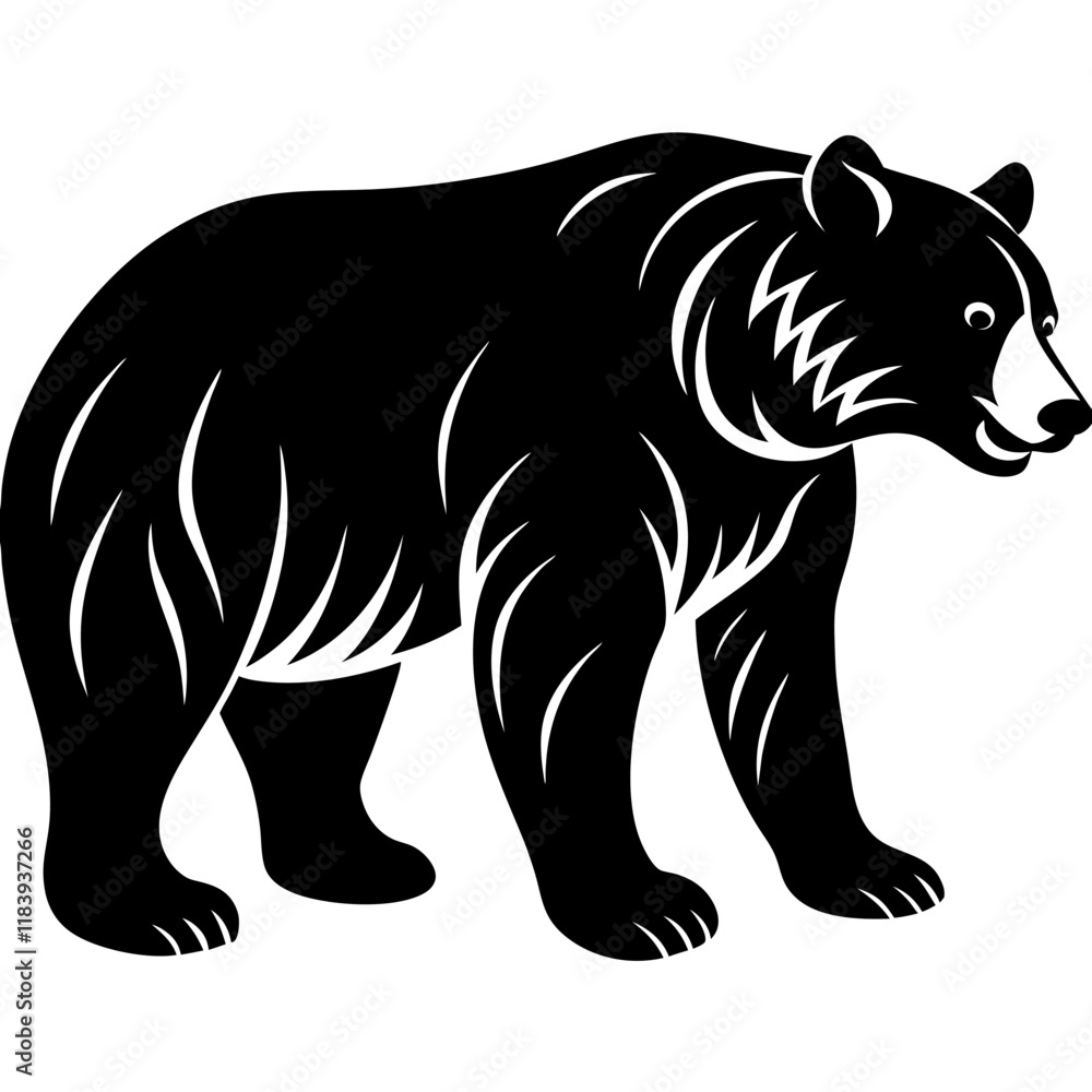 Black Bear Silhouette Vector for Nature and Wildlife Designs Black Bear Silhouette Vector for Nature and Wildlife Designs