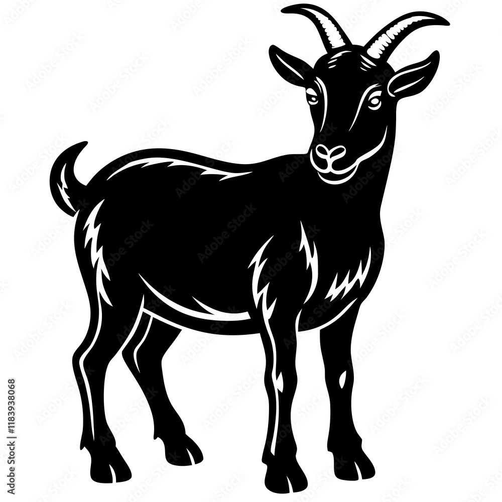 Obraz premium Black Goat Silhouette Vector - Perfect for Creative Projects