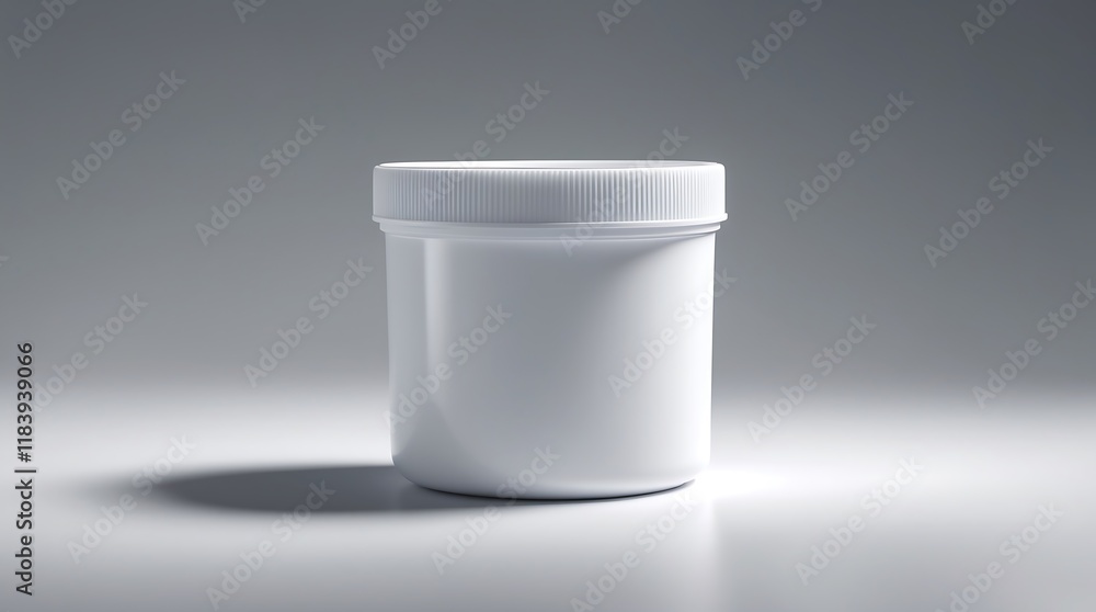 White Plastic Jar Mockup on Gray Background White Plastic Jar Mockup on Gray Background