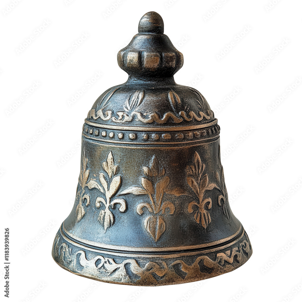 Elegant metal bell with minimalist design on white, ideal for decorative elements or digital graphics, versatile and visually appealing Elegant metal bell with minimalist design on white, ideal for decorative elements or digital graphics, versatile and visually appealing