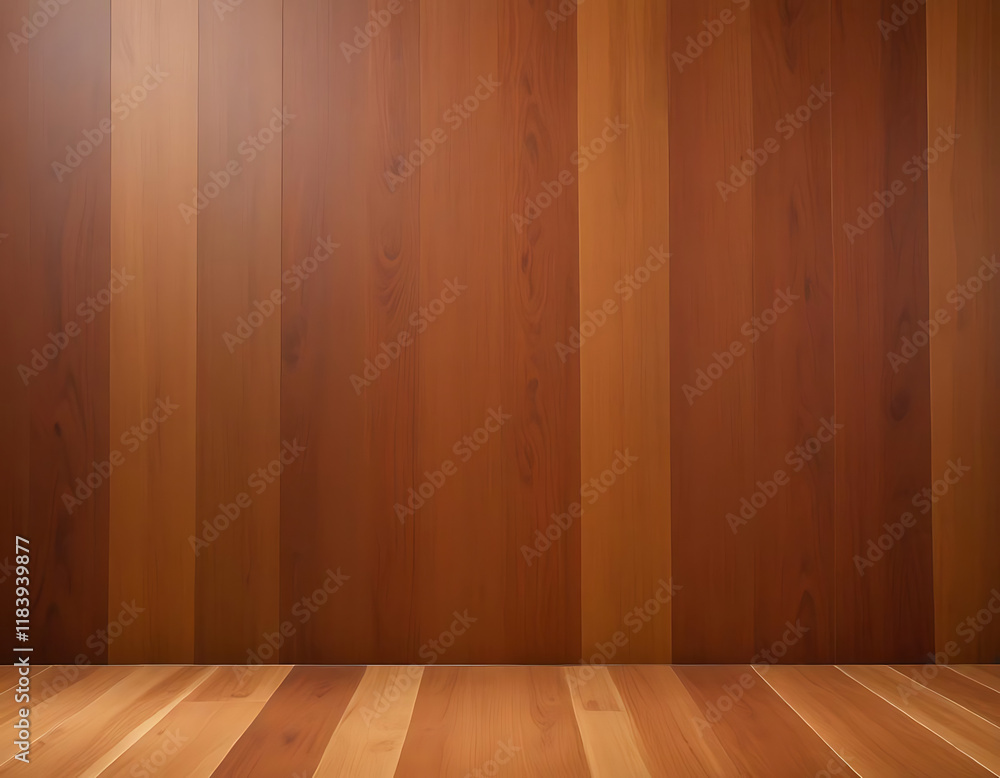 Naklejka premium A polished wood surface with warm lighting accents.