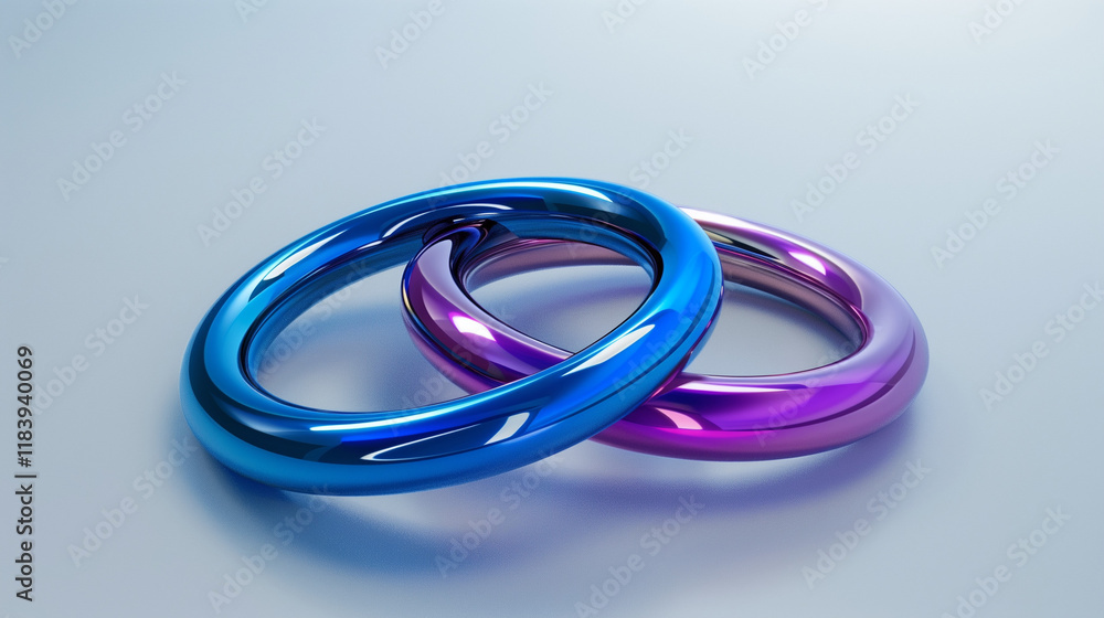 Abstract blue and purple colored rings, 3d render Abstract blue and purple colored rings, 3d render