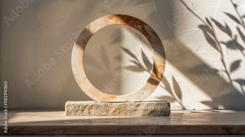 Empty Podium for product display with lef shadow background.