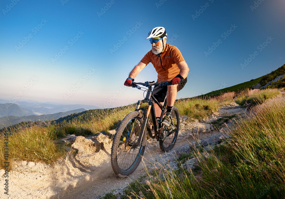 Mountainbiker unterwegs in den Alpen Mountainbiker unterwegs in den Alpen