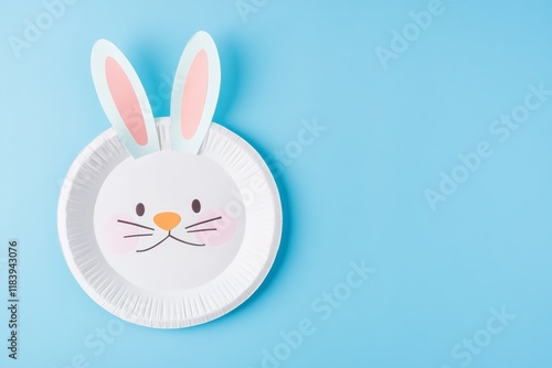Creative Bunny Paper Plate Craft on Blue Background for Easter Decor