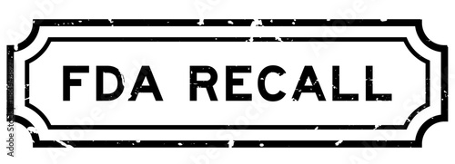 Grunge black FDA recall word square rubber stamp on white background