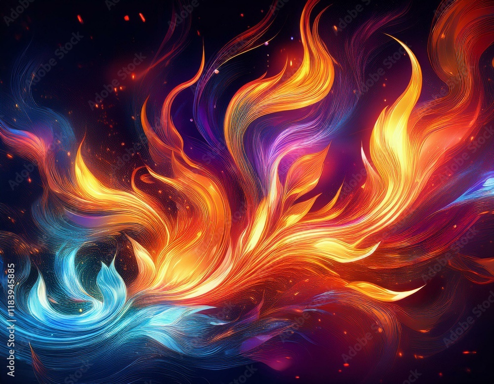 colorful flame graphic with sparks colorful flame graphic with sparks