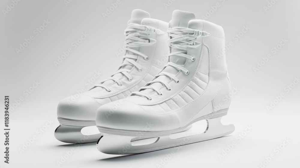 Elegant White Figure Skates: A Pair of Pristine Ice Skates Ready for the Rink Elegant White Figure Skates: A Pair of Pristine Ice Skates Ready for the Rink