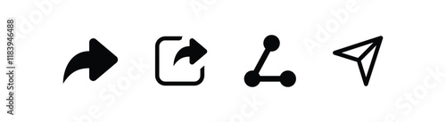 Share icon set. Arrow symbol, Reply send forward icons button. Send message icon. External Link Icon. Upload icon. Connection symbol - network sharing icon	