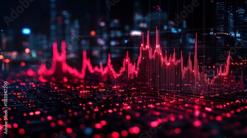 Wallpaper Mural Red Stock Market Dip Over Cityscape at Night Torontodigital.ca