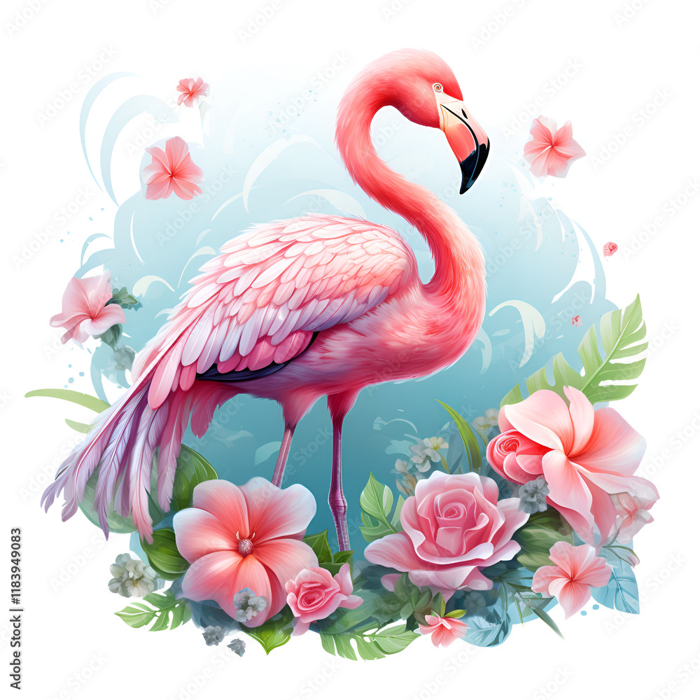Obraz premium Flamingo Garden Clipart Vector Illustration