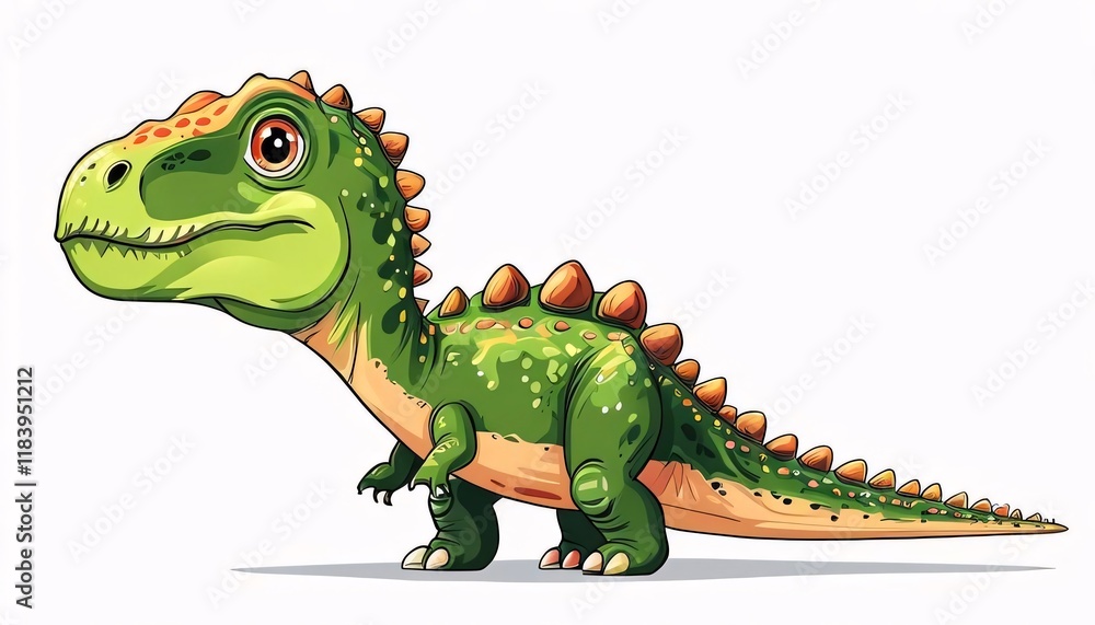 Cute cartoon dinosaur, white background, children's book illustration. Cute cartoon dinosaur, white background, children's book illustration.