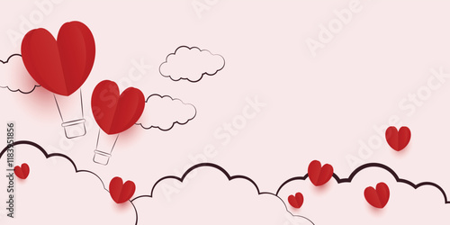 Happy valentine day background with paper style