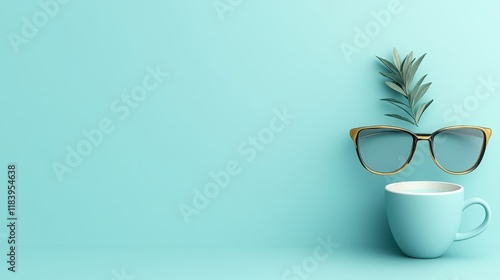 Minimalist summer vibe with sunglasses coffee mug