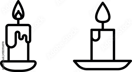 Elegant Candle Vector Icon Set for Lighting and Home Decor Design