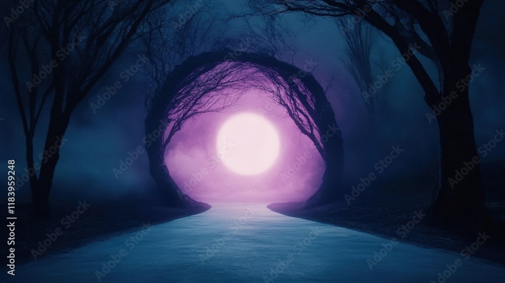 Obraz premium Mystical path with glowing portal