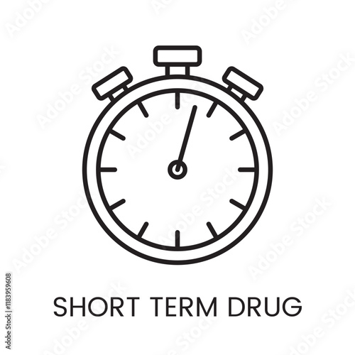 An icon of a stopwatch in vector, symbolizing short term drug use, with an editable stroke