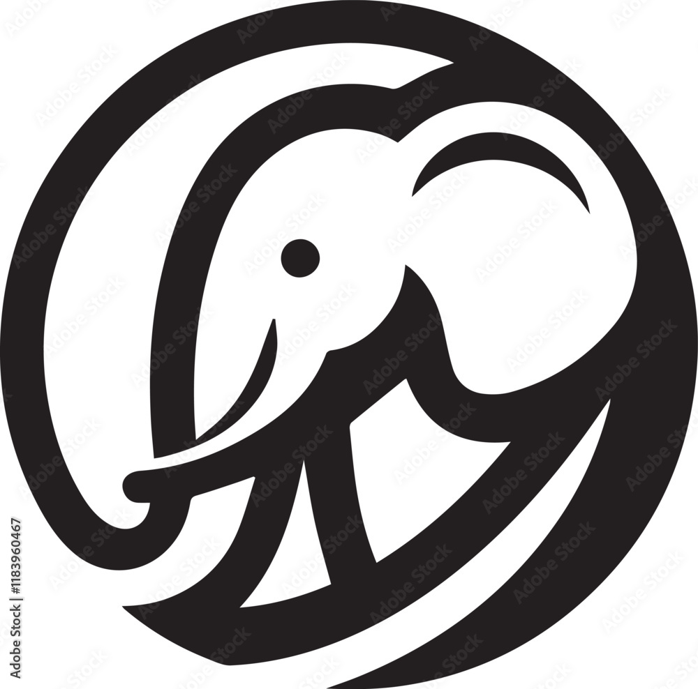 Obraz premium Minimalist elephant logo on white background