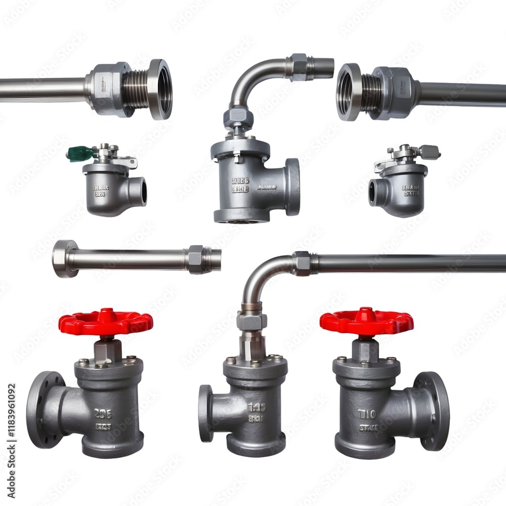 Various Stainless Steel Piping and Valves for Industrial Use Various Stainless Steel Piping and Valves for Industrial Use