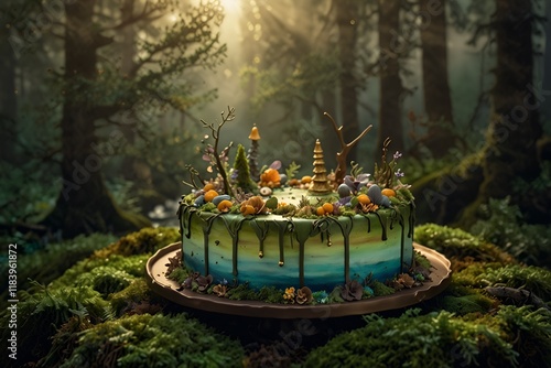 Enchanting Forest themed cake photo