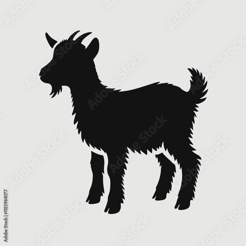 very simple flat and minimalist Pygmy Goat silhouette in black on a white background