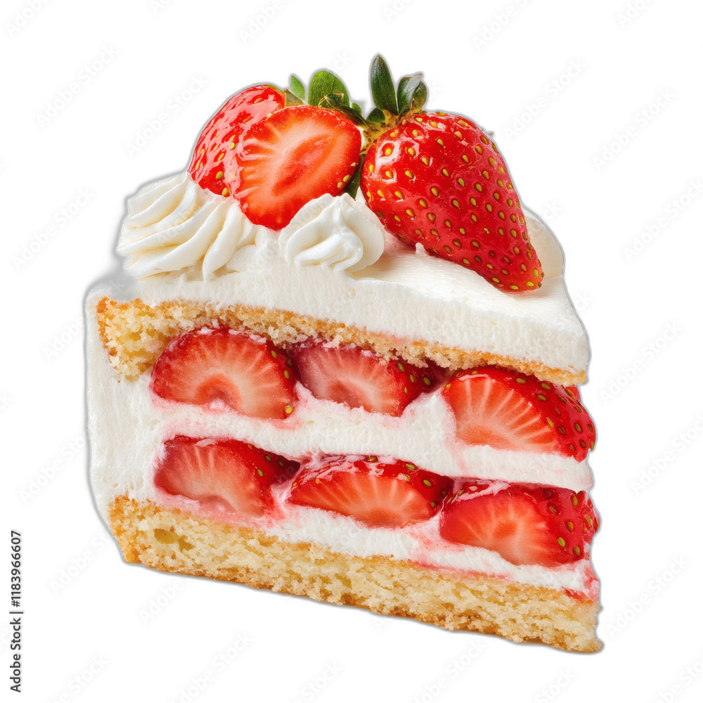 slice of strawberry shortcake isolated on white transparent background slice of strawberry shortcake isolated on white transparent background