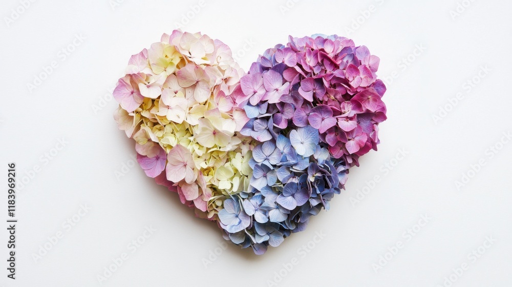 Heart shape made of hydrangea flowers. Valentine's day. Love fashion Heart shape made of hydrangea flowers. Valentine's day. Love fashion