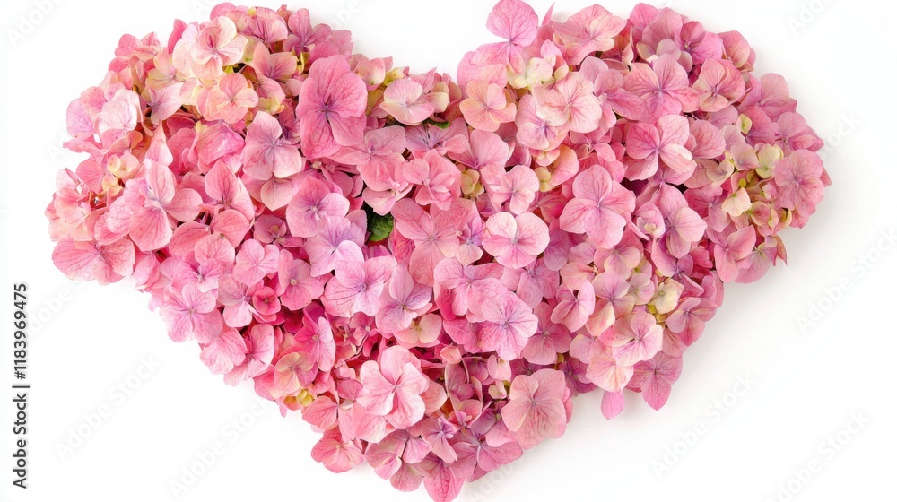 Heart shape made of hydrangea flowers. Valentine's day. Love fashion