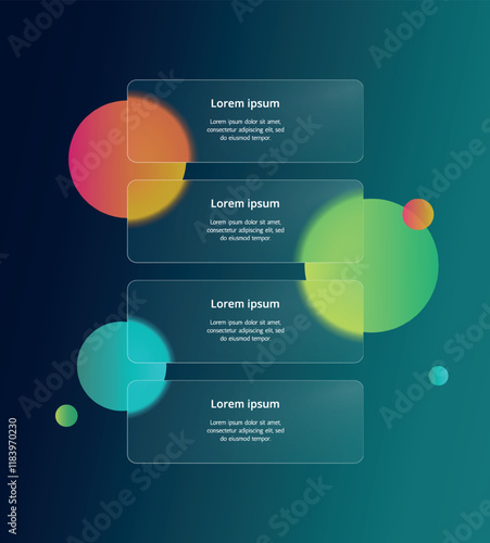 Obraz na płótnie Modern infographic template with glass, gradient bubbles and minimalist design elements. Perfect for presentations, business processes, marketing strategies and data visualization w salonie