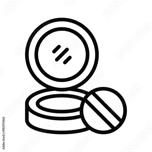 Eye catching icon depicts an open compact powder