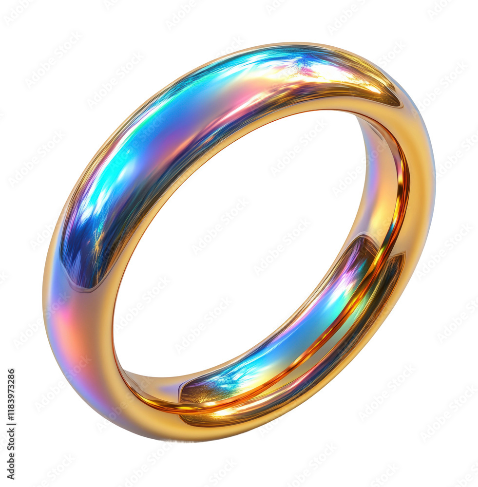 Fluid gold ring with iridescent holographic design contemporary abstract style isolated on transparent background png Fluid gold ring with iridescent holographic design contemporary abstract style isolated on transparent background png