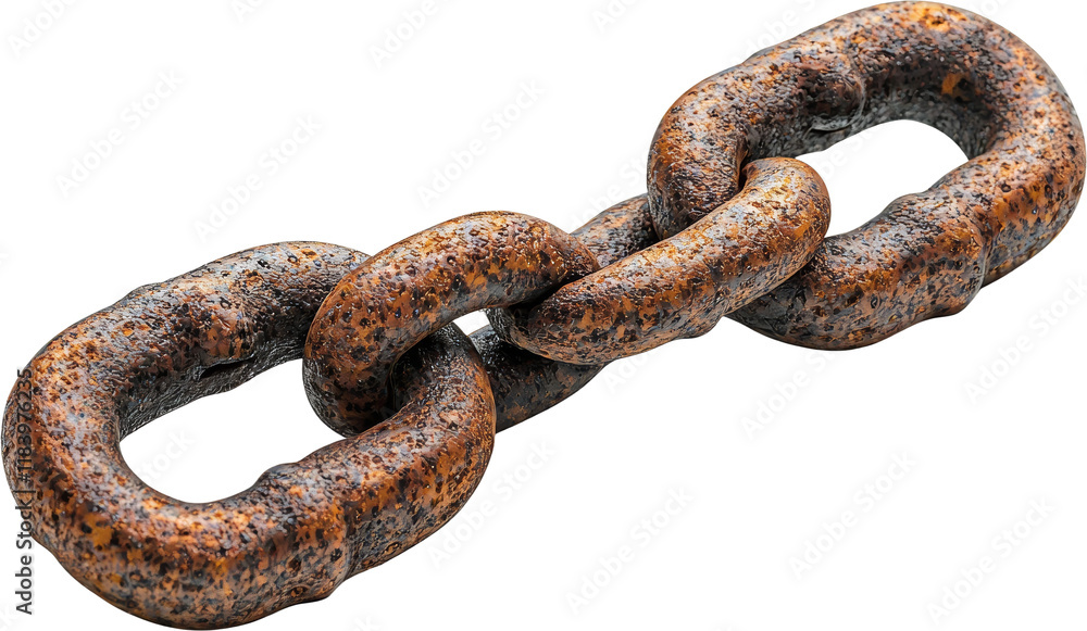 Rusty Chain Link on a White Background Isolated on transparent background Rusty Chain Link on a White Background Isolated on transparent background
