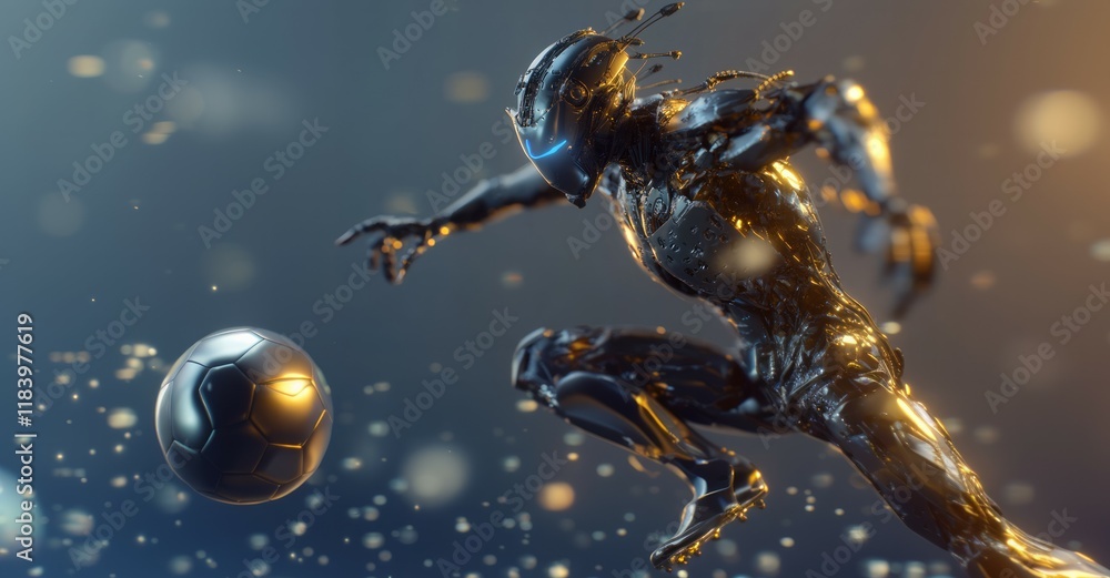 Football player.Abstract Technology.the future of Artificial intelligence.Sport Futuristic concept.design.Vector illustration. Football player.Abstract Technology.the future of Artificial intelligence.Sport Futuristic concept.design.Vector illustration.