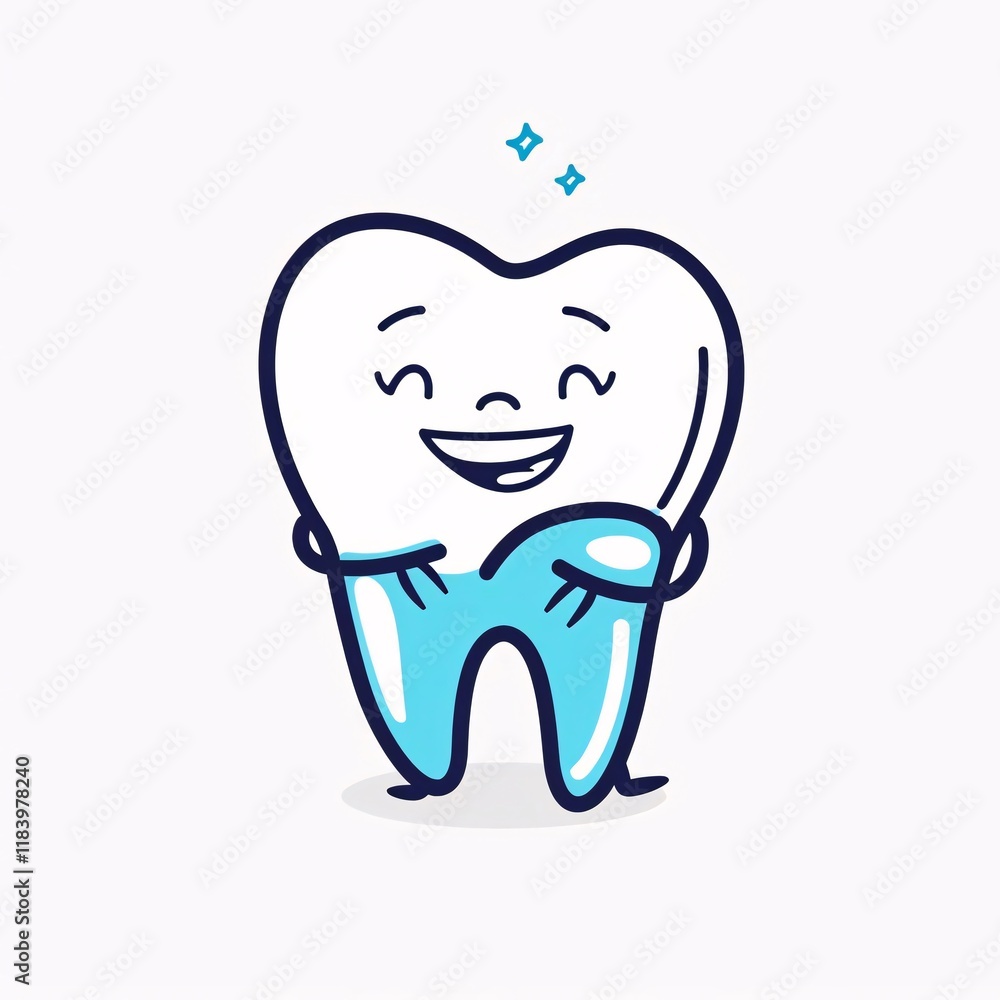 Happy tooth cartoon, clean, white background, dental. Happy tooth cartoon, clean, white background, dental.