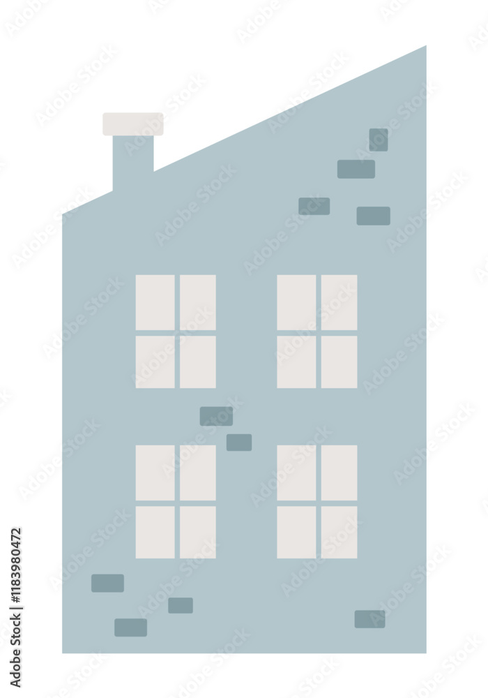 Scandinavian house clipart. Nordic house in minimal flat style. Hand draw vector illustration.