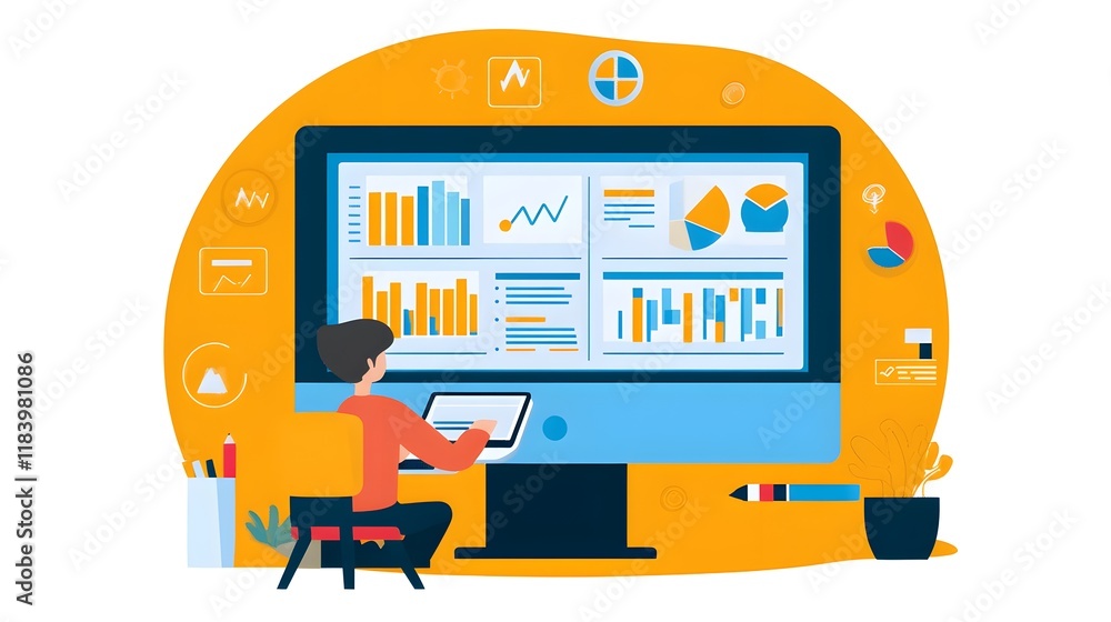 A digital marketer analyzing keyword research data on a computer screen, with charts, graphs, and keyword suggestions displayed, highlighting the importance of effective SEO research. A digital marketer analyzing keyword research data on a computer screen, with charts, graphs, and keyword suggestions displayed, highlighting the importance of effective SEO research.