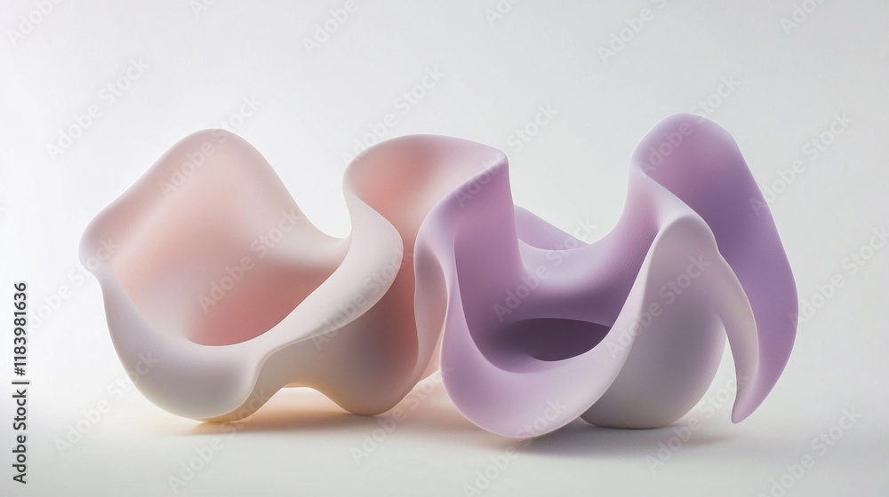 Curved forms in soft blush pink and gentle lavender create a sense of harmony and fluidity, showcasing the beauty of organic design. These captivating shapes evoke calmness and creativity Curved forms in soft blush pink and gentle lavender create a sense of harmony and fluidity, showcasing the beauty of organic design. These captivating shapes evoke calmness and creativity