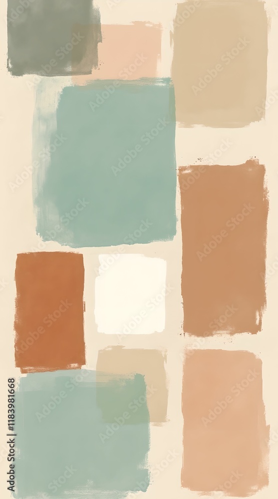 Fototapeta premium Abstract composition of geometric shapes in muted colors creates a modern art piece for home decor