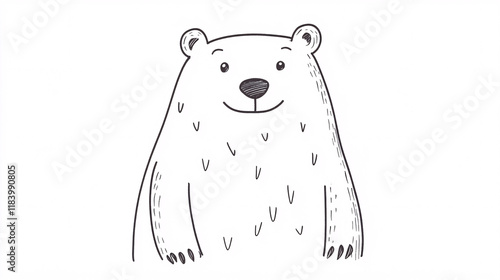  A simple, bold line drawing of a bear on a white background, creating a striking image. photo