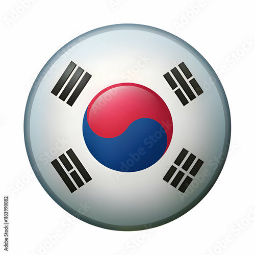 Free Download The South Korean flag is depicted as a glossy button. - GFXLoad