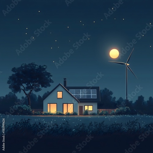 Eco-Friendly Home at Night