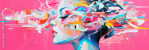 Abstract Colorful Portrait: A Modern Expression of Female Form in Vibrant Hues