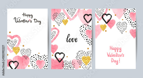 Valentines Day cards set wi...
